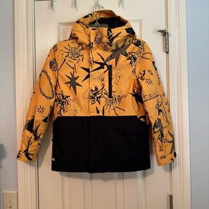 Boys Quiksilver Winter Jacket Coat Yellow & Black Size 10 Small EUC!